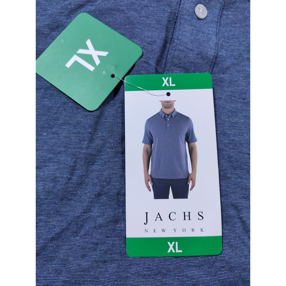 Jachs New York Mens XL Blue Pima Cotton Blend Short Sleeve Polo Shirt 1676593